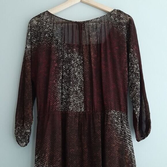 CLUB MONACO 100% Silk Semi-Sheer Midi Dress Abstract Snake Pattern Sz 4 - Picture 11 of 14